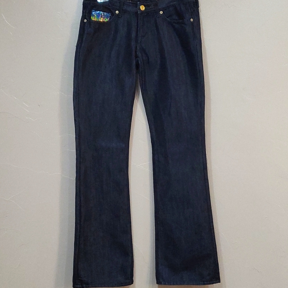 Express Jeans Size 4-Stella Boot Leg Dark wash Embelleshed 5 pocket Denim Jeans